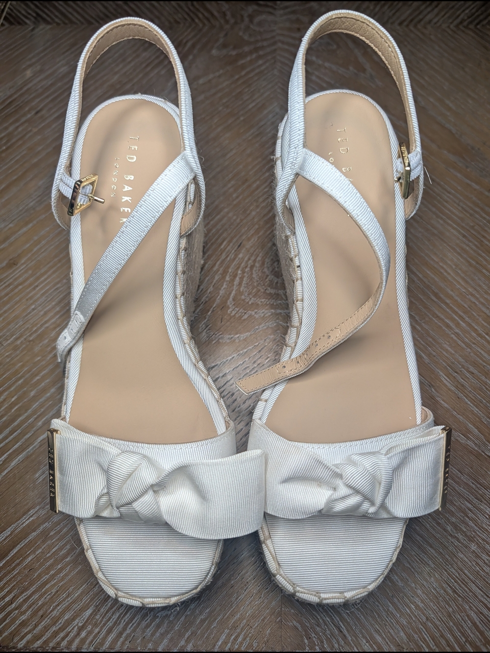 Ted Baker Cream Bow Espadrille Wedge Sandals